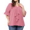 Agnes Orinda Women's Ruffle Smocked Short Sleeve V Neck Casual Summer Blouses - 2 of 4