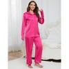 Coolmee Womens Satin Silky Pajama Set 2 Piece Soft Loungewear Button Down Sleepwear with Elastic Waist Long Pants - 2 of 4
