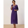 cheibear Women's Front Zipper with Pockets Maternity Long Sleep Robes - 2 of 4