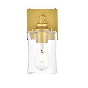 Elegant Lighting Ronnie 1 light Brass and Clear Bath Sconce - 1 of 4