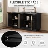 Modern 4-Door Storage Cabinet with 3D Geometric Fronts and Metal Trim, Sideboard Buffet Cabinet for Living Room, Kitchen or Office - Cuddlewood - 3 of 4