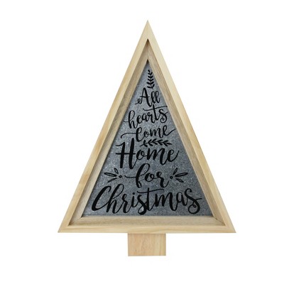 Melrose 21.5" Gray and Beige Triangular Christmas Tree Wall Decor