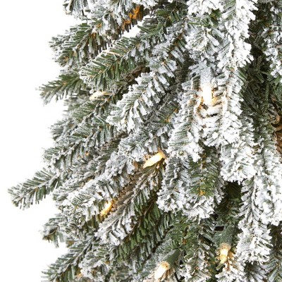 5ft White Flocked Slim Artificial Christmas Tree with Clear Lights