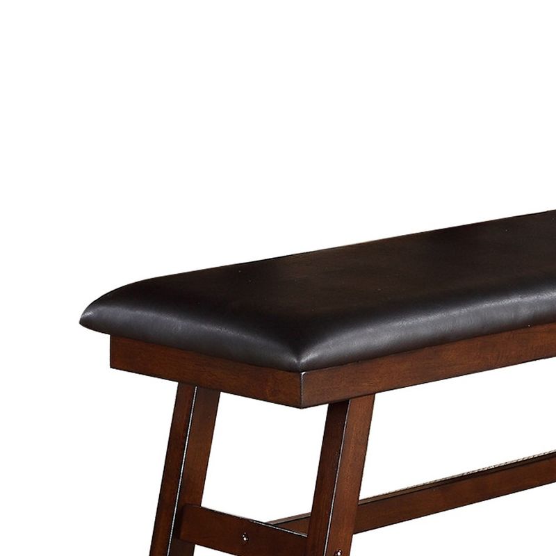 Simple Relax Faux Leather Dining Bench in Dark Walnut and Black, 3 of 5