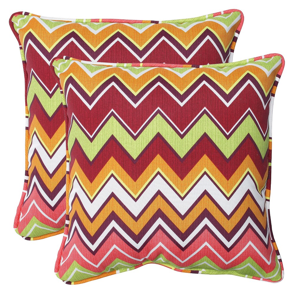 UPC 751379543062 product image for 2pc Square Outdoor Decorative Throw Pillow Set - Green/Pink - Pillow Perfect | upcitemdb.com