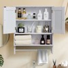 VEVOR Bathroom Wall Cabinet,2 Doors and Adjustable Shelf,Over the Toilet Storage Medicine Cabinet Wall Mounted,with Open Partition and Towel Bar,White - 2 of 4
