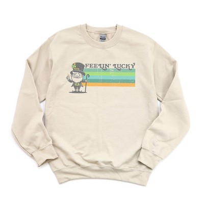 Simply Sage Market Women's Graphic Sweatshirt Feelin' Lucky Leprechaun St. Patrick's Day