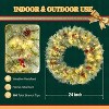 VINGLI 24 Inch Pre-Lit Battery Christmas Wreaths 2 Pack with 100 LED Lights, 180 PVC Tips, Pinecones & Berries Indoor/Outdoor - 2 of 4