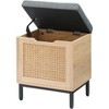 Homhougo Storage Chest with Foam Pad Seating Cushion, Natural Rattan 16in Storage Bench Organizer Brown - 3 of 4