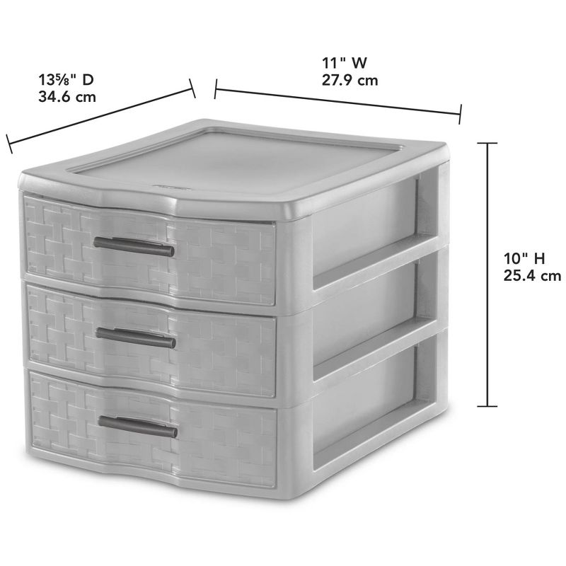 Sterilite Medium Weave 3 Drawer Storage Unit Versatile Organizer Plastic Container for Home Desktop, Countertops, and Closets, 4 of 7