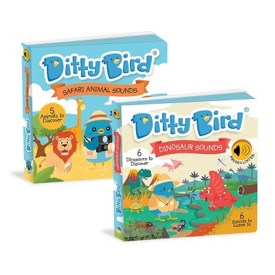 Ditty Bird Safari Animal and Dinosaur Toddler Sound Books - Set of 2