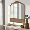 Wooakway 36"H*24"W Arched Solid Wood Accent Mirror Ornate Wall Mirror with Rattan frame Bathroom Mirror Wall Decor for Living Room Bedroom Entryway - 2 of 4