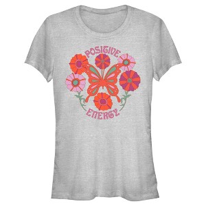 Juniors Womens Lost Gods Positive Energy Butterfly T-Shirt - 1 of 4