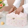 Generic Large Travel Quilted Makeup Bag，Cute Bow Cotton cosmetic bag, Fashionable aesthetic makeup bag - 3 of 4