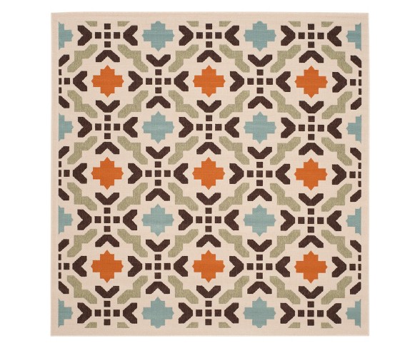 Corbyn Indoor/Outdoor Rug - Cream/Terracotta - 6'7"x6'7" Square - Safavieh&#174;