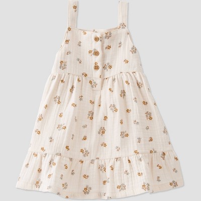 little Planet By Carter's Baby Spring Bloom Gauze Dress - Beige 12M