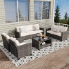 Garvee 5 Pieces Patio Furniture Sets All Weather Outdoor Sectional Patio Sofa, Wicker Rattan Patio Seating Sofas with Cushion and Glass Table, Gray - 4 of 4