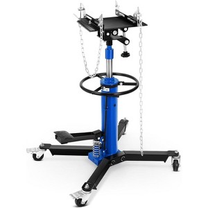 Acekool 1100 lbs Transmission Jack, 2-Stage Hydraulic Telescopic Adjustable Jack Stand 34"-68" with Foot Pedal, 360° Swivel Wheels, Brakes, Blue - 1 of 4