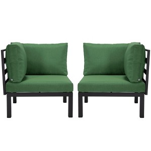 LeisureMod 2-Piece Corner Chair Loveseat Upholstered in Polyester with Aluminum Frame and Removable Cushion Hamilton Collection - 1 of 4