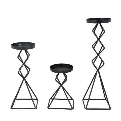 VIP Metal 13.5 in. Multicolor Candle Holders with Pyramid Diamond Shaped Base Set of 3 - image 1 of 2