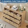 Rattan 7-Drawer Dresser with Oak Finish, Farmhouse Modern Chest of Drawers – Wooden Storage Organizer, Natural - 4 of 4