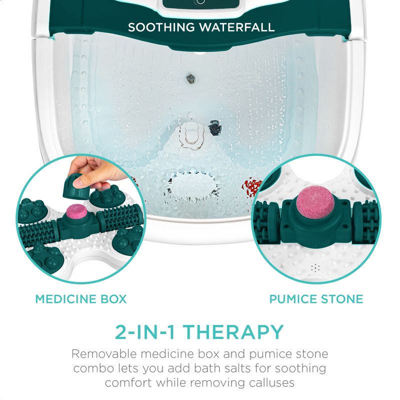 Best Choice Products Portable Heated Shiatsu Foot Bath Massage Spa w/ Pumice Stone, Waterfall, Adjustable Heat, 3 of 9