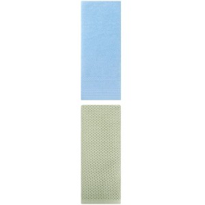 REGALWOVEN Solid Stripe Pattern Bathroom Face Hand Towels 14" x 30"/13" x 30" 2 Pcs - 1 of 4