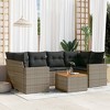 vidaXL 7 Piece Patio Sofa Set with Cushions Gray Poly Rattan - 2 of 4