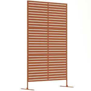 Outsunny Decorative Metal Outdoor Privacy Screen, Freestanding Privacy Fence Screen Outdoor Divider with Stand, 78" H x 48" W - 1 of 4