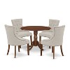 HomeStock Round Dining Room Set - Small Dining Table And four Dinette Chairs, Mahogany - 2 of 4