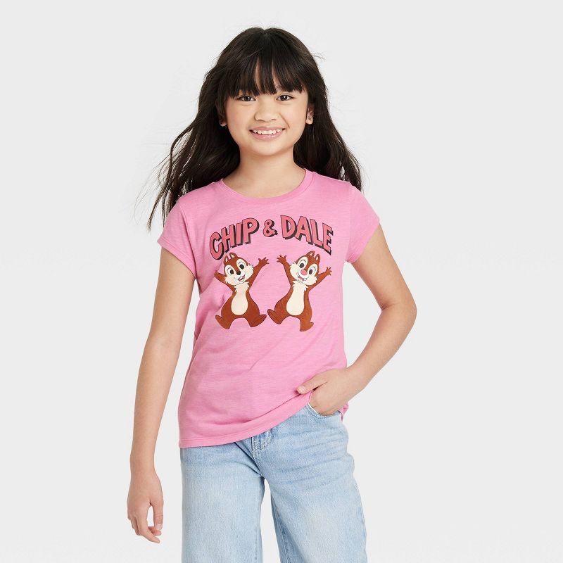 Girls&#39; Disney Chip &#38; Dale Short Sleeve Graphic T-Shirt - Pink, 1 of 4