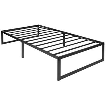 Merrick Lane 14 Inch Steel Bed Frame With Steel Slat Support For Any Mattress (No Box Spring Required)