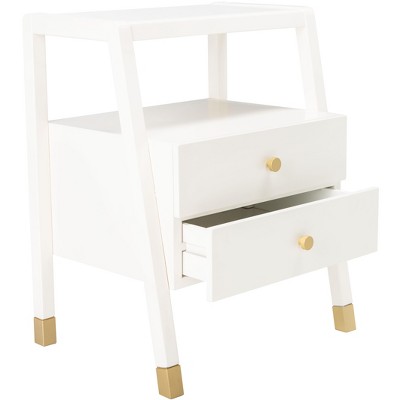 Cove Chic White/Gold Rectangular Storage Accent Table