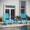 Flash Furniture Manchester Commercial Grade 3-Piece Indoor/Outdoor Set with 2 Contemporary All-Weather HDPE Rocking Chairs and End Table in Blue - 2 of 4