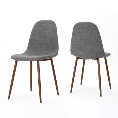 Dining Chairs Set of 2, Upholstered Dining Chairs, Mid-Century Modern Kitchen Chairs, Gray-Christopher Knight Home