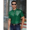 BLUEMING Mens Shirt Short Sleeve Polo Vintage Sequin Metallic 70s Outfits Party Costume Top - 2 of 4
