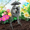 Nature Spring Small Frog Couple Under Umbrella Resin Garden Statue - 14.5", Antique Bronze - 2 of 4