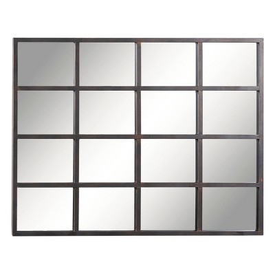 35" x 45" industrial Large Rectangular Metal Window Pane Wall Mirror Black - Olivia & May