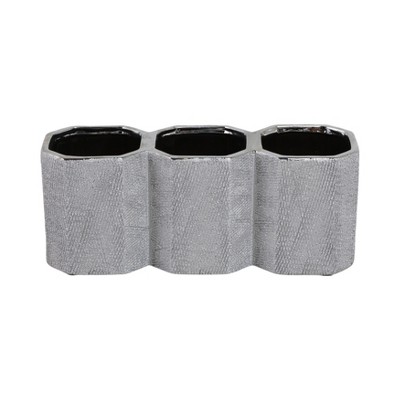 Sagebrook Home 10" Ceramic 3-cup Pen and Pencil Holder for Stylish Desktop Storage at Your Home or Office
