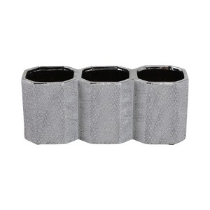 Sagebrook Home 10" Ceramic 3-cup Pen and Pencil Holder for Stylish Desktop Storage at Your Home or Office - 1 of 4