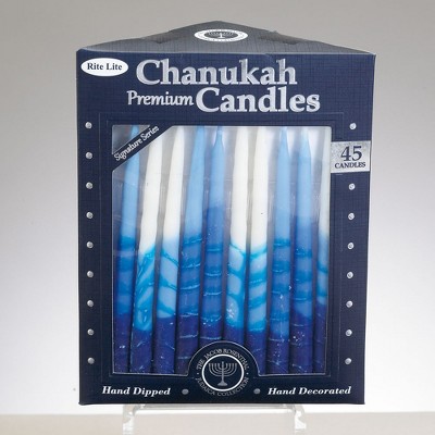 Rite Lite 45ct Tri-Colored Hand Dipped Hanukkah Candles 6" - Blue/White