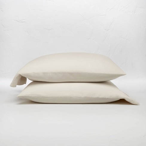 Pure White Thick Linen Soft Textured Pillow Cover, Solid White