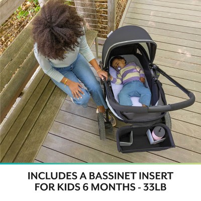 Jetsetter Black All-Terrain Stroller Wagon with Bassinet Insert