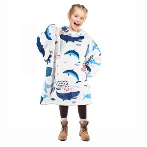 Solaris Fleece Blanket Hoodie Sweatshirt for 7-16yr Kid Teen Youth, Cozy Warm Plush Fleece Wearable Blanket Pullover with Larger Pocket - 1 of 4