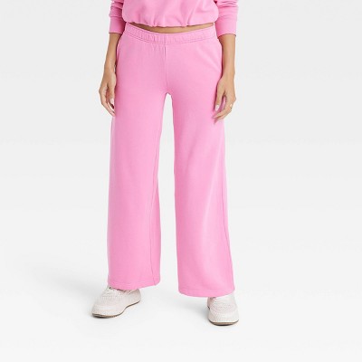Custom Polyester/Cotton Elastic Waist Pants Sexy Pink Solid Wide Leg  Sweatpants for Women Lightweight Stretch, Rd1, Small : : Clothing,  Shoes & Accessories