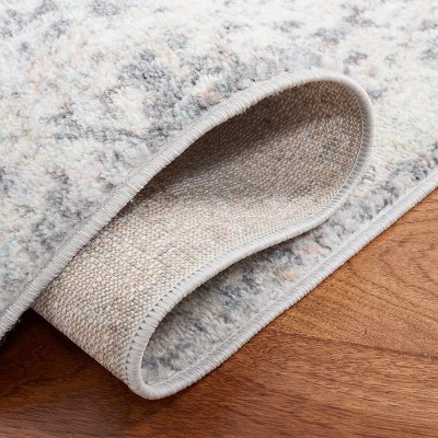 Gray and Beige Round Hand-knotted Synthetic Rug