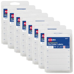 Avery File Folder Labels, 5/8" x 2-3/4", White, Non-Printable, 8 Packs, 1,248 Blank Labels Total (21925) - 1 of 4