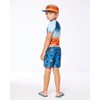 Deux par Deux Boy Printed Swim Trunks Orange Sloths on Navy Blue - 3 of 4