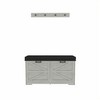 NicBex Coat Rack with 4 Hooks, 2 Adjustable Shoe Racks with Barn Doors, 1 Cushioned Bench for Entryway, Living Room, Antique White - 4 of 4