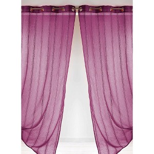 Evideco French Home Goods Sheer Curtain Panel with Stripes, Light & Airy Drapery, Ideal for Home Decor, 95 x 55 Inches - 1 of 4